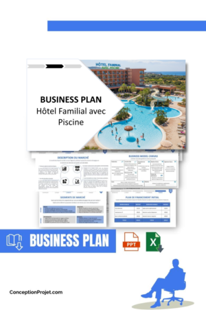 Pack Business Plan pour Hôtel Familial avec Piscine - Modèle de business plan professionnel pour Hôtel Familial avec Piscine, spécialement conçu pour les entrepreneurs, incluant un prévisionnel financier 100% automatisé, une stratégie marketing intégrée, ainsi qu’une analyse complète (SWOT, Business Model Canvas, étude de marché et analyse des risques). Ce document au design moderne et entièrement personnalisable sous Word est structuré pour répondre aux exigences des banques et des investisseurs, tout en permettant un gain de temps considérable grâce à son contenu pré-rédigé.