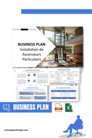 Accueil 6 Pack Business Plan pour Installation de Ascenseurs Particuliers - Modèle de business plan professionnel pour Installation de Ascenseurs Particuliers, spécialement conçu pour les entrepreneurs, incluant un prévisionnel financier 100% automatisé, une stratégie marketing intégrée, ainsi qu’une analyse complète (SWOT, Business Model Canvas, étude de marché et analyse des risques). Ce document au design moderne et entièrement personnalisable sous Word est structuré pour répondre aux exigences des banques et des investisseurs, tout en permettant un gain de temps considérable grâce à son contenu pré-rédigé.