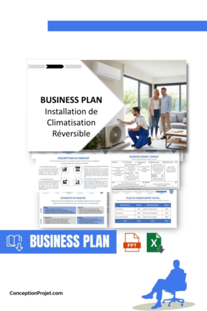 Pack Business Plan pour Installation de Climatisation Réversible - Modèle de business plan professionnel pour Installation de Climatisation Réversible, spécialement conçu pour les entrepreneurs, incluant un prévisionnel financier 100% automatisé, une stratégie marketing intégrée, ainsi qu’une analyse complète (SWOT, Business Model Canvas, étude de marché et analyse des risques). Ce document au design moderne et entièrement personnalisable sous Word est structuré pour répondre aux exigences des banques et des investisseurs, tout en permettant un gain de temps considérable grâce à son contenu pré-rédigé.