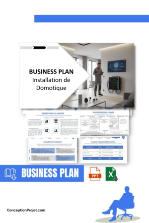 Pack Business Plan pour Installation de Domotique - Modèle de business plan professionnel pour Installation de Domotique, spécialement conçu pour les entrepreneurs, incluant un prévisionnel financier 100% automatisé, une stratégie marketing intégrée, ainsi qu’une analyse complète (SWOT, Business Model Canvas, étude de marché et analyse des risques). Ce document au design moderne et entièrement personnalisable sous Word est structuré pour répondre aux exigences des banques et des investisseurs, tout en permettant un gain de temps considérable grâce à son contenu pré-rédigé.