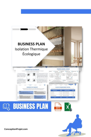 Pack Business Plan pour Isolation Thermique Écologique - Modèle de business plan professionnel pour Isolation Thermique Écologique, spécialement conçu pour les entrepreneurs, incluant un prévisionnel financier 100% automatisé, une stratégie marketing intégrée, ainsi qu’une analyse complète (SWOT, Business Model Canvas, étude de marché et analyse des risques). Ce document au design moderne et entièrement personnalisable sous Word est structuré pour répondre aux exigences des banques et des investisseurs, tout en permettant un gain de temps considérable grâce à son contenu pré-rédigé.