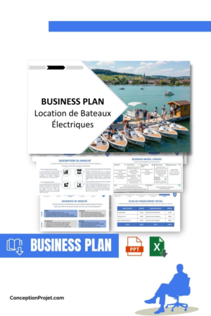 Pack Business Plan pour Location de Bateaux Électriques - Modèle de business plan professionnel pour Location de Bateaux Électriques, spécialement conçu pour les entrepreneurs, incluant un prévisionnel financier 100% automatisé, une stratégie marketing intégrée, ainsi qu’une analyse complète (SWOT, Business Model Canvas, étude de marché et analyse des risques). Ce document au design moderne et entièrement personnalisable sous Word est structuré pour répondre aux exigences des banques et des investisseurs, tout en permettant un gain de temps considérable grâce à son contenu pré-rédigé.