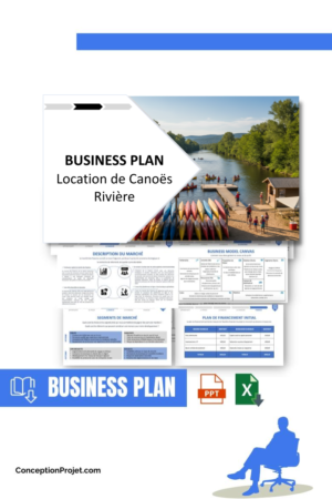 Pack Business Plan pour Location de Canoës Rivière - Modèle de business plan professionnel pour Location de Canoës Rivière, spécialement conçu pour les entrepreneurs, incluant un prévisionnel financier 100% automatisé, une stratégie marketing intégrée, ainsi qu’une analyse complète (SWOT, Business Model Canvas, étude de marché et analyse des risques). Ce document au design moderne et entièrement personnalisable sous Word est structuré pour répondre aux exigences des banques et des investisseurs, tout en permettant un gain de temps considérable grâce à son contenu pré-rédigé.