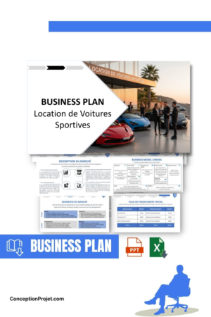 Pack Business Plan pour Location de Voitures Sportives - Modèle de business plan professionnel pour Location de Voitures Sportives, spécialement conçu pour les entrepreneurs, incluant un prévisionnel financier 100% automatisé, une stratégie marketing intégrée, ainsi qu’une analyse complète (SWOT, Business Model Canvas, étude de marché et analyse des risques). Ce document au design moderne et entièrement personnalisable sous Word est structuré pour répondre aux exigences des banques et des investisseurs, tout en permettant un gain de temps considérable grâce à son contenu pré-rédigé.