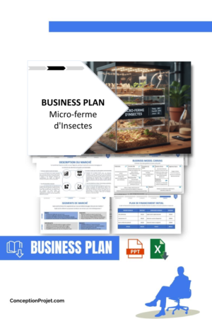 Accueil 2 Pack Business Plan pour Micro-ferme d'Insectes - Modèle de business plan professionnel pour Micro-ferme d'Insectes, spécialement conçu pour les entrepreneurs, incluant un prévisionnel financier 100% automatisé, une stratégie marketing intégrée, ainsi qu’une analyse complète (SWOT, Business Model Canvas, étude de marché et analyse des risques). Ce document au design moderne et entièrement personnalisable sous Word est structuré pour répondre aux exigences des banques et des investisseurs, tout en permettant un gain de temps considérable grâce à son contenu pré-rédigé.