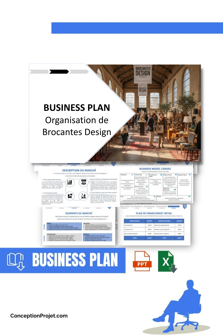 Pack Business Plan Organisation de Brocantes Design 2026 1 Pack Business Plan pour Organisation de Brocantes Design - ModĂšle de business plan professionnel pour Organisation de Brocantes Design, spĂ©cialement conçu pour les entrepreneurs, incluant un prĂ©visionnel financier 100% automatisĂ©, une stratĂ©gie marketing intĂ©grĂ©e, ainsi quâune analyse complĂšte (SWOT, Business Model Canvas, Ă©tude de marchĂ© et analyse des risques). Ce document au design moderne et entiĂšrement personnalisable sous Word est structurĂ© pour rĂ©pondre aux exigences des banques et des investisseurs, tout en permettant un gain de temps considĂ©rable grĂące Ă son contenu prĂ©-rĂ©digĂ©.