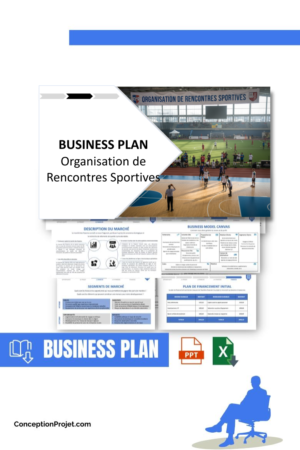 Pack Business Plan pour Organisation de Rencontres Sportives - Modèle de business plan professionnel pour Organisation de Rencontres Sportives, spécialement conçu pour les entrepreneurs, incluant un prévisionnel financier 100% automatisé, une stratégie marketing intégrée, ainsi qu’une analyse complète (SWOT, Business Model Canvas, étude de marché et analyse des risques). Ce document au design moderne et entièrement personnalisable sous Word est structuré pour répondre aux exigences des banques et des investisseurs, tout en permettant un gain de temps considérable grâce à son contenu pré-rédigé.