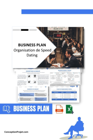 Pack Business Plan pour Organisation de Speed Dating - Modèle de business plan professionnel pour Organisation de Speed Dating, spécialement conçu pour les entrepreneurs, incluant un prévisionnel financier 100% automatisé, une stratégie marketing intégrée, ainsi qu’une analyse complète (SWOT, Business Model Canvas, étude de marché et analyse des risques). Ce document au design moderne et entièrement personnalisable sous Word est structuré pour répondre aux exigences des banques et des investisseurs, tout en permettant un gain de temps considérable grâce à son contenu pré-rédigé.