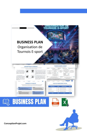 Accueil 3 Pack Business Plan pour Organisation de Tournois E-sport - Modèle de business plan professionnel pour Organisation de Tournois E-sport, spécialement conçu pour les entrepreneurs, incluant un prévisionnel financier 100% automatisé, une stratégie marketing intégrée, ainsi qu’une analyse complète (SWOT, Business Model Canvas, étude de marché et analyse des risques). Ce document au design moderne et entièrement personnalisable sous Word est structuré pour répondre aux exigences des banques et des investisseurs, tout en permettant un gain de temps considérable grâce à son contenu pré-rédigé.