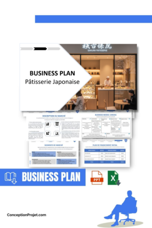 Pack Business Plan pour Pâtisserie Japonaise - Modèle de business plan professionnel pour Pâtisserie Japonaise, spécialement conçu pour les entrepreneurs, incluant un prévisionnel financier 100% automatisé, une stratégie marketing intégrée, ainsi qu’une analyse complète (SWOT, Business Model Canvas, étude de marché et analyse des risques). Ce document au design moderne et entièrement personnalisable sous Word est structuré pour répondre aux exigences des banques et des investisseurs, tout en permettant un gain de temps considérable grâce à son contenu pré-rédigé.