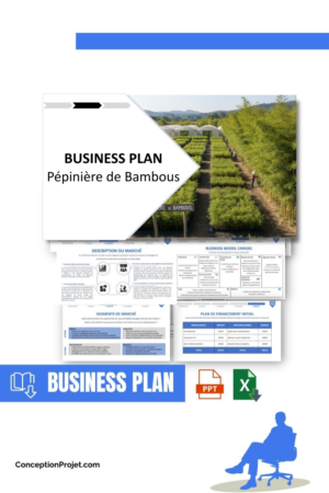 Pack Business Plan pour Pépinière de Bambous - Modèle de business plan professionnel pour Pépinière de Bambous, spécialement conçu pour les entrepreneurs, incluant un prévisionnel financier 100% automatisé, une stratégie marketing intégrée, ainsi qu’une analyse complète (SWOT, Business Model Canvas, étude de marché et analyse des risques). Ce document au design moderne et entièrement personnalisable sous Word est structuré pour répondre aux exigences des banques et des investisseurs, tout en permettant un gain de temps considérable grâce à son contenu pré-rédigé.