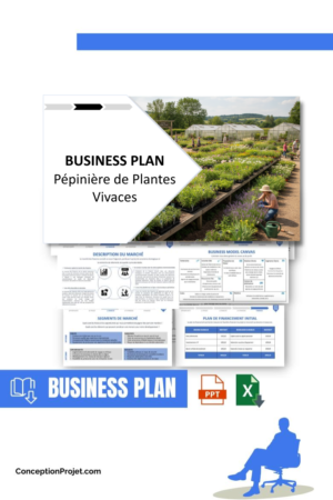 Pack Business Plan pour Pépinière de Plantes Vivaces - Modèle de business plan professionnel pour Pépinière de Plantes Vivaces, spécialement conçu pour les entrepreneurs, incluant un prévisionnel financier 100% automatisé, une stratégie marketing intégrée, ainsi qu’une analyse complète (SWOT, Business Model Canvas, étude de marché et analyse des risques). Ce document au design moderne et entièrement personnalisable sous Word est structuré pour répondre aux exigences des banques et des investisseurs, tout en permettant un gain de temps considérable grâce à son contenu pré-rédigé.