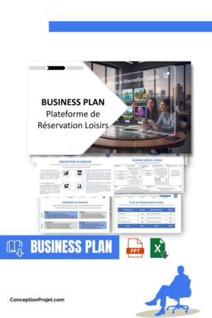 Accueil 8 Pack Business Plan pour Plateforme de Réservation Loisirs - Modèle de business plan professionnel pour Plateforme de Réservation Loisirs, spécialement conçu pour les entrepreneurs, incluant un prévisionnel financier 100% automatisé, une stratégie marketing intégrée, ainsi qu’une analyse complète (SWOT, Business Model Canvas, étude de marché et analyse des risques). Ce document au design moderne et entièrement personnalisable sous Word est structuré pour répondre aux exigences des banques et des investisseurs, tout en permettant un gain de temps considérable grâce à son contenu pré-rédigé.