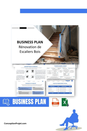 Pack Business Plan pour Rénovation de Escaliers Bois - Modèle de business plan professionnel pour Rénovation de Escaliers Bois, spécialement conçu pour les entrepreneurs, incluant un prévisionnel financier 100% automatisé, une stratégie marketing intégrée, ainsi qu’une analyse complète (SWOT, Business Model Canvas, étude de marché et analyse des risques). Ce document au design moderne et entièrement personnalisable sous Word est structuré pour répondre aux exigences des banques et des investisseurs, tout en permettant un gain de temps considérable grâce à son contenu pré-rédigé.