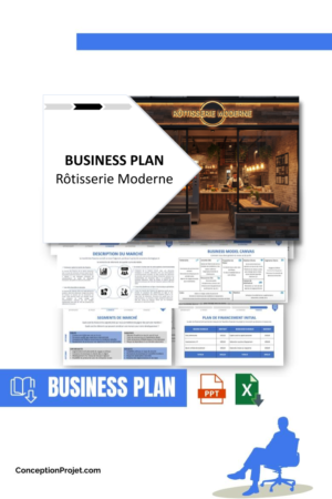 Pack Business Plan pour Rôtisserie Moderne - Modèle de business plan professionnel pour Rôtisserie Moderne, spécialement conçu pour les entrepreneurs, incluant un prévisionnel financier 100% automatisé, une stratégie marketing intégrée, ainsi qu’une analyse complète (SWOT, Business Model Canvas, étude de marché et analyse des risques). Ce document au design moderne et entièrement personnalisable sous Word est structuré pour répondre aux exigences des banques et des investisseurs, tout en permettant un gain de temps considérable grâce à son contenu pré-rédigé.