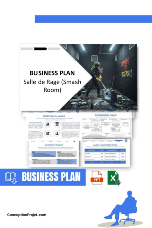 Pack Business Plan pour Salle de Rage (Smash Room) - Modèle de business plan professionnel pour Salle de Rage (Smash Room), spécialement conçu pour les entrepreneurs, incluant un prévisionnel financier 100% automatisé, une stratégie marketing intégrée, ainsi qu’une analyse complète (SWOT, Business Model Canvas, étude de marché et analyse des risques). Ce document au design moderne et entièrement personnalisable sous Word est structuré pour répondre aux exigences des banques et des investisseurs, tout en permettant un gain de temps considérable grâce à son contenu pré-rédigé.