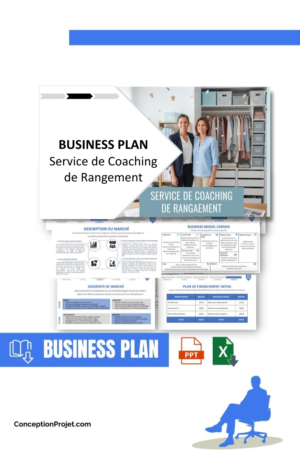 Pack Business Plan pour Service de Coaching de Rangement - Modèle de business plan professionnel pour Service de Coaching de Rangement, spécialement conçu pour les entrepreneurs, incluant un prévisionnel financier 100% automatisé, une stratégie marketing intégrée, ainsi qu’une analyse complète (SWOT, Business Model Canvas, étude de marché et analyse des risques). Ce document au design moderne et entièrement personnalisable sous Word est structuré pour répondre aux exigences des banques et des investisseurs, tout en permettant un gain de temps considérable grâce à son contenu pré-rédigé.
