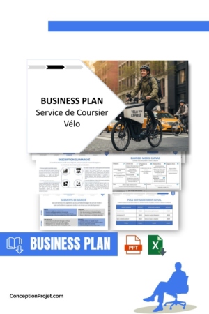 Pack Business Plan pour Service de Coursier Vélo - Modèle de business plan professionnel pour Service de Coursier Vélo, spécialement conçu pour les entrepreneurs, incluant un prévisionnel financier 100% automatisé, une stratégie marketing intégrée, ainsi qu’une analyse complète (SWOT, Business Model Canvas, étude de marché et analyse des risques). Ce document au design moderne et entièrement personnalisable sous Word est structuré pour répondre aux exigences des banques et des investisseurs, tout en permettant un gain de temps considérable grâce à son contenu pré-rédigé.