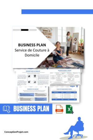 Pack Business Plan pour Service de Couture à Domicile - Modèle de business plan professionnel pour Service de Couture à Domicile, spécialement conçu pour les entrepreneurs, incluant un prévisionnel financier 100% automatisé, une stratégie marketing intégrée, ainsi qu’une analyse complète (SWOT, Business Model Canvas, étude de marché et analyse des risques). Ce document au design moderne et entièrement personnalisable sous Word est structuré pour répondre aux exigences des banques et des investisseurs, tout en permettant un gain de temps considérable grâce à son contenu pré-rédigé.