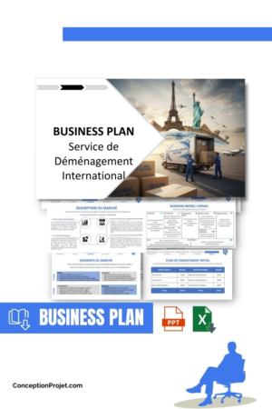 Pack Business Plan pour Service de Déménagement International - Modèle de business plan professionnel pour Service de Déménagement International, spécialement conçu pour les entrepreneurs, incluant un prévisionnel financier 100% automatisé, une stratégie marketing intégrée, ainsi qu’une analyse complète (SWOT, Business Model Canvas, étude de marché et analyse des risques). Ce document au design moderne et entièrement personnalisable sous Word est structuré pour répondre aux exigences des banques et des investisseurs, tout en permettant un gain de temps considérable grâce à son contenu pré-rédigé.