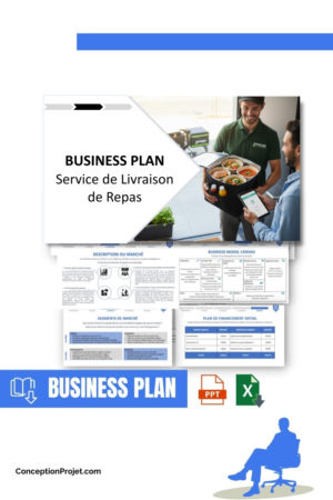 Pack Business Plan pour Service de Livraison de Repas - Modèle de business plan professionnel pour Service de Livraison de Repas, spécialement conçu pour les entrepreneurs, incluant un prévisionnel financier 100% automatisé, une stratégie marketing intégrée, ainsi qu’une analyse complète (SWOT, Business Model Canvas, étude de marché et analyse des risques). Ce document au design moderne et entièrement personnalisable sous Word est structuré pour répondre aux exigences des banques et des investisseurs, tout en permettant un gain de temps considérable grâce à son contenu pré-rédigé.