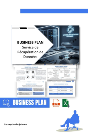Pack Business Plan pour Service de Récupération de Données - Modèle de business plan professionnel pour Service de Récupération de Données, spécialement conçu pour les entrepreneurs, incluant un prévisionnel financier 100% automatisé, une stratégie marketing intégrée, ainsi qu’une analyse complète (SWOT, Business Model Canvas, étude de marché et analyse des risques). Ce document au design moderne et entièrement personnalisable sous Word est structuré pour répondre aux exigences des banques et des investisseurs, tout en permettant un gain de temps considérable grâce à son contenu pré-rédigé.