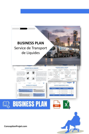 Pack Business Plan pour Service de Transport de Liquides - Modèle de business plan professionnel pour Service de Transport de Liquides, spécialement conçu pour les entrepreneurs, incluant un prévisionnel financier 100% automatisé, une stratégie marketing intégrée, ainsi qu’une analyse complète (SWOT, Business Model Canvas, étude de marché et analyse des risques). Ce document au design moderne et entièrement personnalisable sous Word est structuré pour répondre aux exigences des banques et des investisseurs, tout en permettant un gain de temps considérable grâce à son contenu pré-rédigé.
