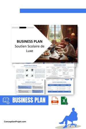 Pack Business Plan pour Soutien Scolaire de Luxe - Modèle de business plan professionnel pour Soutien Scolaire de Luxe, spécialement conçu pour les entrepreneurs, incluant un prévisionnel financier 100% automatisé, une stratégie marketing intégrée, ainsi qu’une analyse complète (SWOT, Business Model Canvas, étude de marché et analyse des risques). Ce document au design moderne et entièrement personnalisable sous Word est structuré pour répondre aux exigences des banques et des investisseurs, tout en permettant un gain de temps considérable grâce à son contenu pré-rédigé.