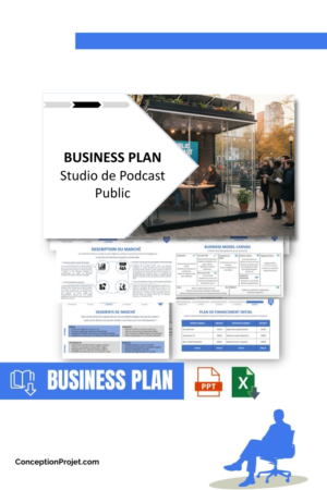 Pack Business Plan pour Studio de Podcast Public - Modèle de business plan professionnel pour Studio de Podcast Public, spécialement conçu pour les entrepreneurs, incluant un prévisionnel financier 100% automatisé, une stratégie marketing intégrée, ainsi qu’une analyse complète (SWOT, Business Model Canvas, étude de marché et analyse des risques). Ce document au design moderne et entièrement personnalisable sous Word est structuré pour répondre aux exigences des banques et des investisseurs, tout en permettant un gain de temps considérable grâce à son contenu pré-rédigé.