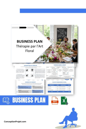 Pack Business Plan pour Thérapie par l'Art Floral - Modèle de business plan professionnel pour Thérapie par l'Art Floral, spécialement conçu pour les entrepreneurs, incluant un prévisionnel financier 100% automatisé, une stratégie marketing intégrée, ainsi qu’une analyse complète (SWOT, Business Model Canvas, étude de marché et analyse des risques). Ce document au design moderne et entièrement personnalisable sous Word est structuré pour répondre aux exigences des banques et des investisseurs, tout en permettant un gain de temps considérable grâce à son contenu pré-rédigé.