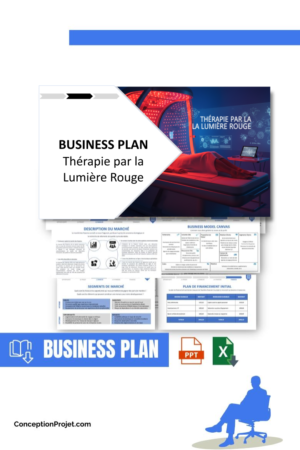 Pack Business Plan pour Thérapie par la Lumière Rouge - Modèle de business plan professionnel pour Thérapie par la Lumière Rouge, spécialement conçu pour les entrepreneurs, incluant un prévisionnel financier 100% automatisé, une stratégie marketing intégrée, ainsi qu’une analyse complète (SWOT, Business Model Canvas, étude de marché et analyse des risques). Ce document au design moderne et entièrement personnalisable sous Word est structuré pour répondre aux exigences des banques et des investisseurs, tout en permettant un gain de temps considérable grâce à son contenu pré-rédigé.