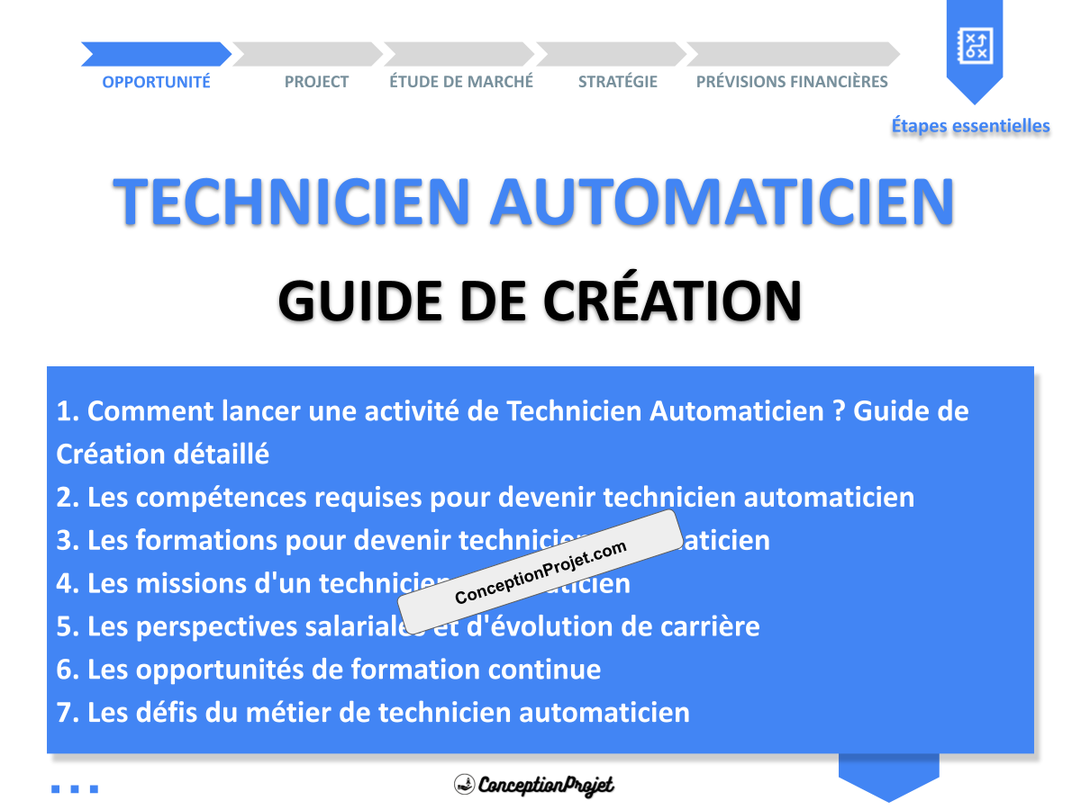 Comment lancer une activité de Technicien Automaticien ? Guide de Création détaillé Comment lancer une activité de Technicien Automaticien ? Guide de Création détaillé
