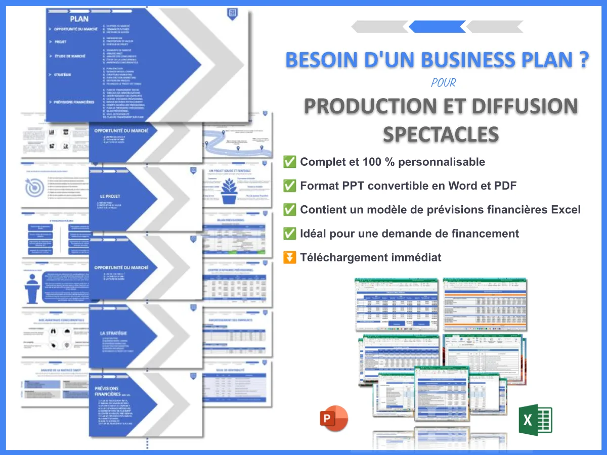 Plan Marketing Production et Diffusion Spectacles 2026 3 Besoin d'un business plan pour Production et Diffusion Spectacles - Plan Marketing Production et Diffusion Spectacles